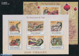 Mozambique 2009 Year Of The Tiger 2 S/s, Mint NH, Nature - Various - Cat Family - New Year - Nieuwjaar