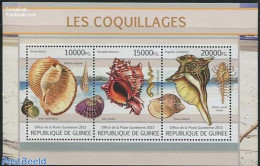 Guinea, Republic 2013 Shells 3v M/s, Mint NH, Nature - Shells & Crustaceans - Marine Life