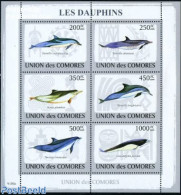 Comoros 2009 Dolphins 6v M/s, Mint NH, Nature - Sea Mammals - Isole Comore (1975-...)