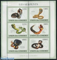 Comoros 2009 Snakes 6v M/s, Mint NH, Nature - Snakes - Isole Comore (1975-...)