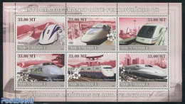 Mozambique 2009 High Speed Trains 6v M/s, Mint NH, Transport - Railways - Trains