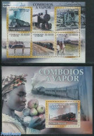 Sao Tome/Principe 2010 Steam Locomotives 2 S/s, Mint NH, Transport - Railways - Trains