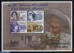 Liberia 2002 Queen Mother 4v M/s, Mint NH, History - Kings & Queens (Royalty) - Royalties, Royals
