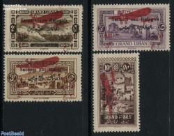 Lebanon 1926 Refugees Overprints, Airmail 4v, Mint NH, Transport - Aircraft & Aviation - Vliegtuigen