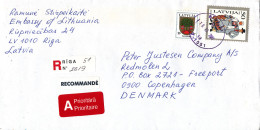 Latvia Registered Cover Sent To Denmark 19-9-2001 Topic Stamps (sent From The Embassy Of Lithuania Riga) - Letonia
