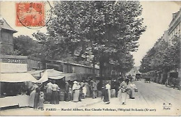 CPA Paris Marché Alibert Rue Claude-Vellefaux, L'Hôpital St-Louis - Arrondissement: 10