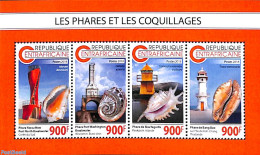 Central Africa 2018 Lighthouses And Shells 4v M/s, Mint NH, Nature - Various - Shells & Crustaceans - Lighthouses & Sa.. - Vie Marine