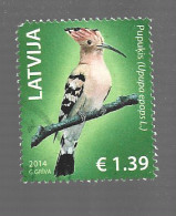 LETTONIA (LATVIA) - SG 905 - 2014 BIRDS: UPUPA EPOPS (WITH LIGHT DEFECT OF PERFORATION AT UPPER LEFT)  - USED - RIF APP. - Latvia