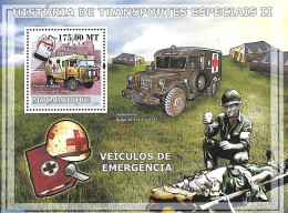 Mozambique 2009 Army Ambulance S/s, Mint NH, Health - Transport - Red Cross - Automobiles - Croce Rossa