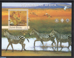 Guinea Bissau 2003 Animals Of Africa S/s, Mint NH, Nature - Animals (others & Mixed) - Cat Family - Zebra - Wild Animals - Guinea-Bissau