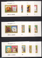 Umm Al-Quwain 1972 Cats And Dogs 12 S/s, Imperforated, Mint NH, Nature - Animals (others & Mixed) - Cats - Dogs - Umm Al-Qiwain