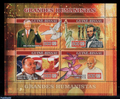 Guinea Bissau 2007 Humanitary Personalities 4v M/s, Mint NH, History - Nature - American Presidents - Anti Racism - Ga.. - Ohne Zuordnung