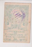 NAPOLI TESSERA  CONFEDERAZIONE  DELLE CORPORAZIONI  SINDACALI FASCISTE  1924 - Sonstige & Ohne Zuordnung