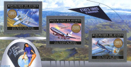 Guinea, Republic 2012 American Aircraft 3v M/s, Mint NH, Transport - Aircraft & Aviation - Vliegtuigen