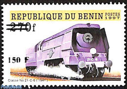 Benin 2000 Train, Railways, Overprint, Mint NH, Transport - Railways - Ongebruikt