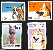 Benin 2000 Dogs, Set Of 4 Stamps, Overprint, Mint NH, Nature - Dogs - Ungebraucht