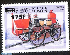 Benin 2005 Fire Engine, Train, Railways, Overprint, Mint NH, Transport - Fire Fighters & Prevention - Railways - Ongebruikt