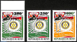 Benin 2007 Complete Set Of 3 Stamps, 100 Years Of Rotary, Overprint, Mint NH, Various - Errors, Misprints, Plate Flaws.. - Ungebraucht