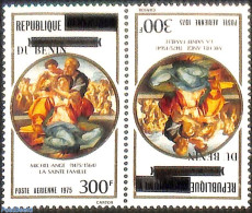 Benin 2007 Set Of 2 Stamps,painting Of The Sacred Family By Michelangelo, Tete Beche, Overprint, Mint NH, Various - Er.. - Nuevos