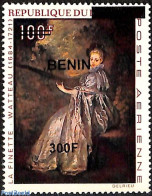 Benin 2008 Painting Of La Finette, Watteau, Overprint, Mint NH, Art - Paintings - Nuovi