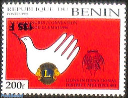 Benin 2000 Lions Club, Inverted Overprint, Mint NH, Nature - Various - Birds - Lions Club - Pigeons - Unused Stamps