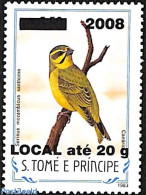 Sao Tome/Principe 2008 Serinus Mozambicus Santhome, Overprint, Mint NH, Nature - Birds - São Tomé Und Príncipe