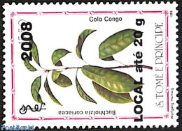 Sao Tome/Principe 2008 Buchholzia Coriacea, Overprint, Mint NH, Nature - Flowers & Plants - Sao Tome Et Principe