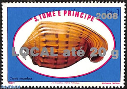 Sao Tome/Principe 2008 Cassis Tessellata Shell, Overprint, Mint NH, Nature - Shells & Crustaceans - Mundo Aquatico