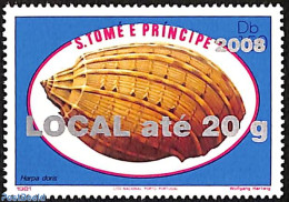 Sao Tome/Principe 2008 Harpa Doris Shell, Overprint, Mint NH, Nature - Shells & Crustaceans - Maritiem Leven