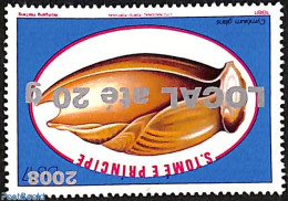 Sao Tome/Principe 2008 Cymbium Glans Shell, Overprint, Mint NH, Nature - Shells & Crustaceans - Meereswelt