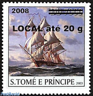 Sao Tome/Principe 2008 Ship, Overprint, Mint NH, Nature - Transport - Water, Dams & Falls - Ships And Boats - Ships