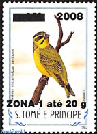 Sao Tome/Principe 2008 Serinus Mozambicus Santhome, Overprint, Mint NH, Nature - Birds - Sao Tomé Y Príncipe