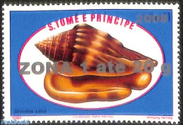 Sao Tome/Principe 2008 Strombus Latus Shell, Overprint, Mint NH, Nature - Shells & Crustaceans - Mundo Aquatico