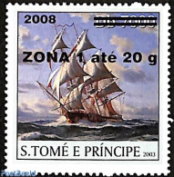 Sao Tome/Principe 2008 Ship, Overprint, Mint NH, Nature - Transport - Water, Dams & Falls - Ships And Boats - Bateaux