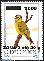 Sao Tome/Principe 2008 Serinus Mozambicus Santhome, Overprint, Mint NH, Nature - Birds - Sao Tomé Y Príncipe