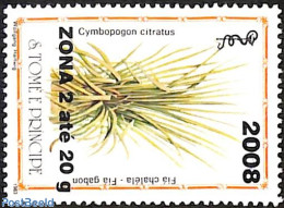 Sao Tome/Principe 2008 Cymbopogon Citratus, Overprint, Mint NH, Nature - Flowers & Plants - São Tomé Und Príncipe