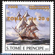 Sao Tome/Principe 2008 Ship, Overprint, Mint NH, Nature - Transport - Water, Dams & Falls - Ships And Boats - Barcos