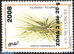 Sao Tome/Principe 2008 Cymbopogon Citratus, Overprint, Mint NH, Nature - Flowers & Plants - Sao Tome And Principe