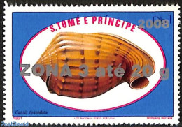 Sao Tome/Principe 2008 Cassis Tessellata Shell, Overprint, Mint NH, Nature - Shells & Crustaceans - Mundo Aquatico