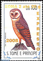 Sao Tome/Principe 2008 Owl Tyto Alba Thomensis, Overprint, Mint NH, Nature - Birds - Owls - Sao Tomé Y Príncipe