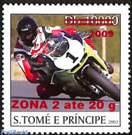 Sao Tome/Principe 2009 Motor Racing, Overprint Zona 2 Red, Mint NH, Sport - Transport - Sport (other And Mixed) - Moto.. - Moto