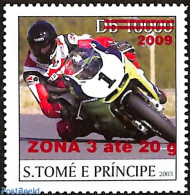 Sao Tome/Principe 2009 Motor Racing, Overprint Zona 3 Red, Mint NH, Sport - Transport - Sport (other And Mixed) - Moto.. - Moto