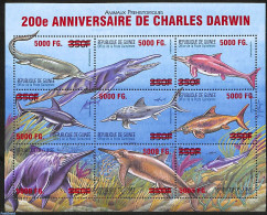 Guinea, Republic 2009 Charles Darwin, Prehistoric Animals, Overprint, Mint NH, Nature - Fish - Prehistoric Animals - Fische