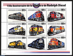 Guinea, Republic 2008 Rudolf Diesel, Trains, Locomotives, Overprint, Mint NH, Transport - Railways - Eisenbahnen