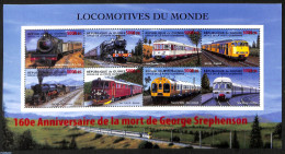 Guinea, Republic 2008 George Srephenson, Trains, Locomotives, Overprint, Mint NH, Transport - Railways - Eisenbahnen