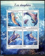 Central Africa 2018 Dolphins 4v M/s, Mint NH, Nature - Sea Mammals - Central African Republic