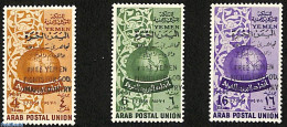 Yemen, Kingdom 1964 Overprints Arab Postal Union 3v, Mint NH, Post - Correo Postal