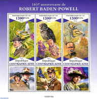 Central Africa 2022 Robert Baden Powell M/s, Mint NH, Nature - Sport - Butterflies - Owls - Scouting - Centrafricaine (République)