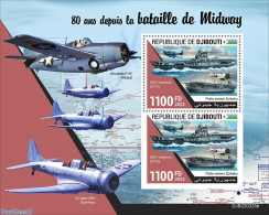 Djibouti 2022 80 Years Since The Battle Of Midway, Mint NH, History - Transport - Militarism - Aircraft & Aviation - S.. - Militares