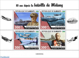 Djibouti 2022 80 Years Since The Battle Of Midway, Mint NH, History - Transport - Militarism - Aircraft & Aviation - S.. - Militares